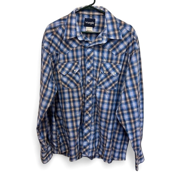Wrangler Other - Vintage Wrangler Pearl Snap Front Pocket Plaid Shirt Size XXL